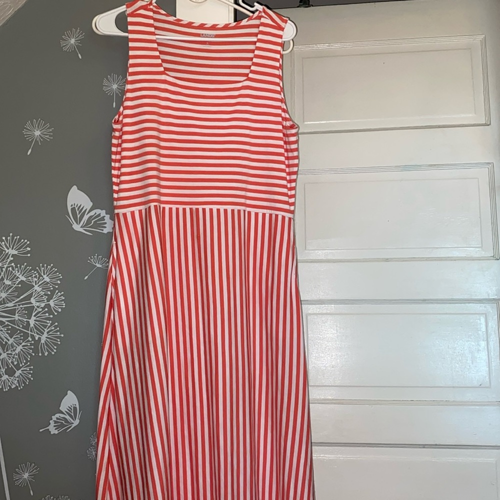 Womans lands end striped dress sized medium 12-14